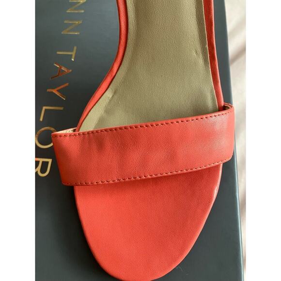 Ann Taylor Elly Leather Stiletto Heeled Sandals Bright Calypso Like New Size 7 - Picture 6 of 11